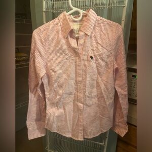 Abercrombie and Fitch women’s L NWT pink & white collared blouse